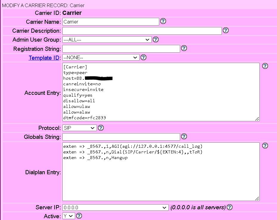 Carrier IP change