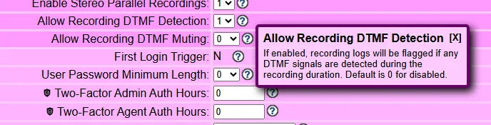 Allow Recording DTMF Detection