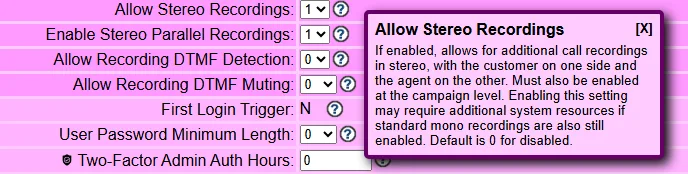 Allow Stero Recordings